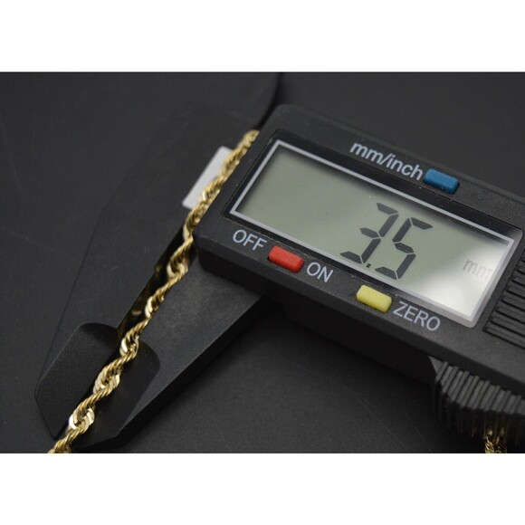 Real 14k Solid Yellow Gold Hollow Rope Chain Necklace 3.4mm - Picture 4 of 6